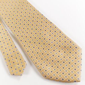 Pronto Uomo‎ Yellow Blue Geomeric Check Woven Silk Tie
